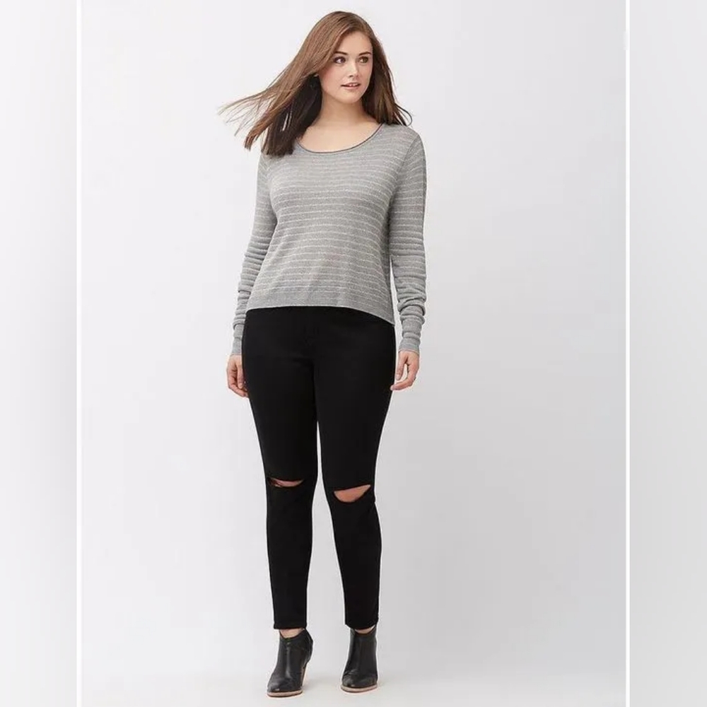 Lane Bryant Metallic Striped Cropped Sweater